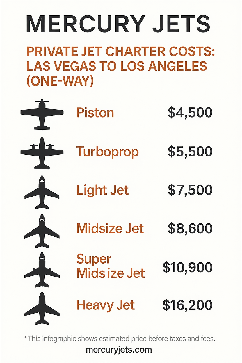 Private jet charter from Las Vegas to Los Angeles - Infographic